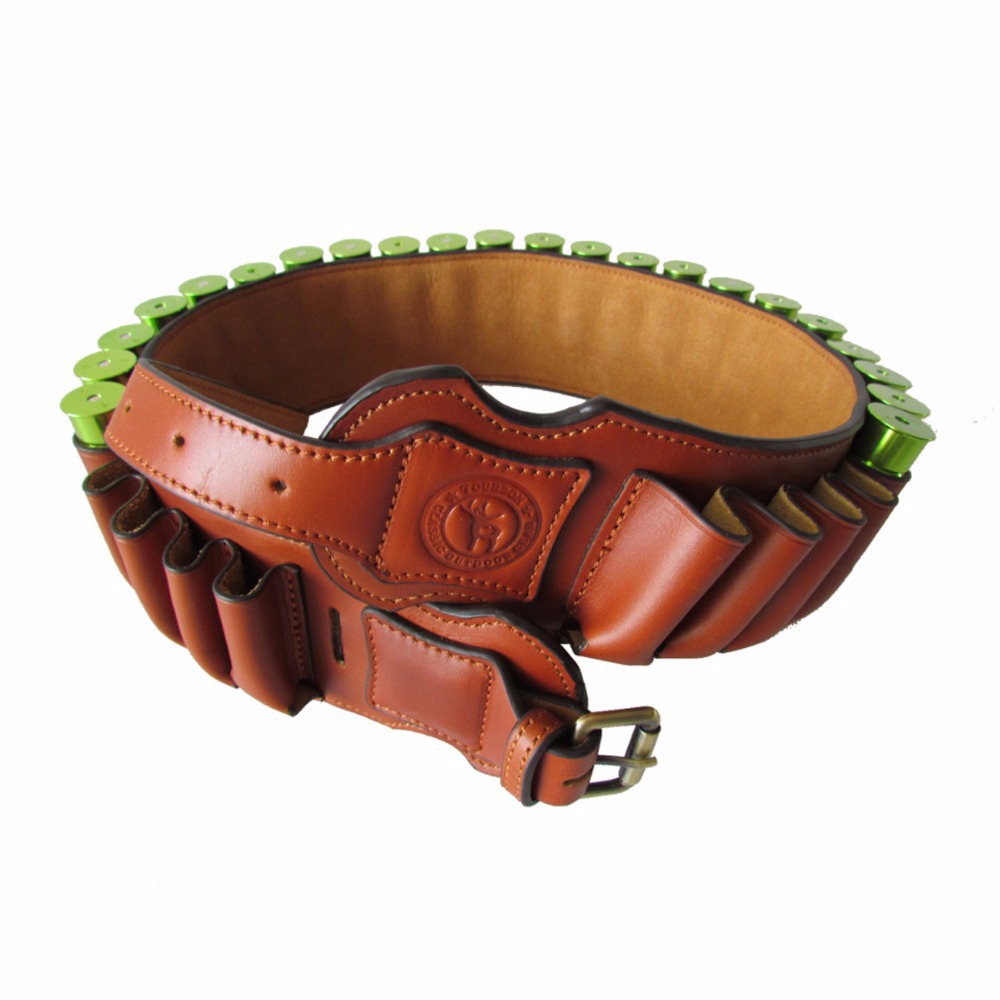 Tourbon Brown Bandolier Vintage Real Leather Ammo Holder Belt  20 Loops M/L Size 