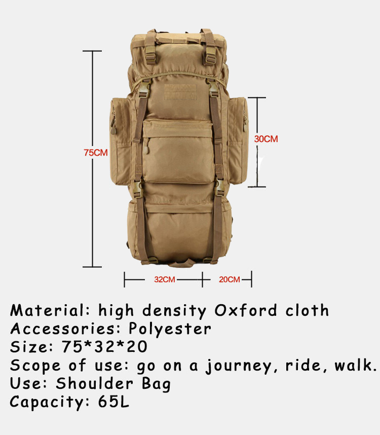 70L Big Capacity Outdoor Sports Bag Military