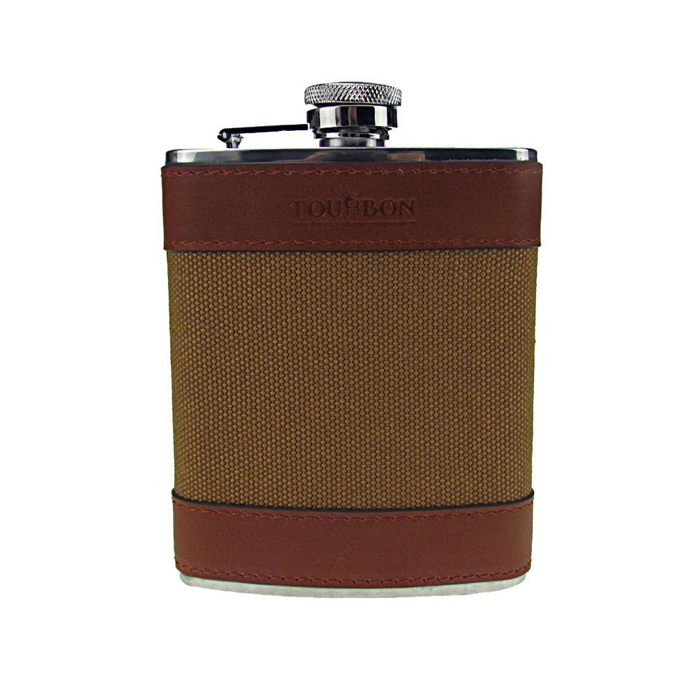 Portable 4oz Stainless Steel Hip Flask Wine Pot Handmade Leather Cover