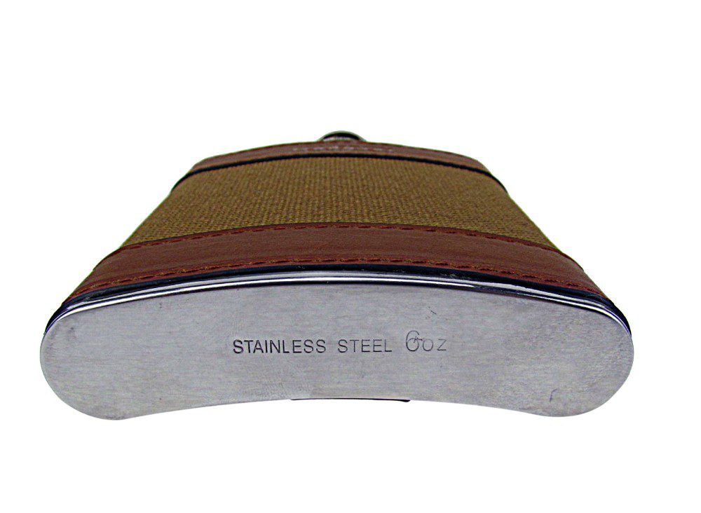 Portable 4oz Stainless Steel Hip Flask Wine Pot Handmade Leather Cover