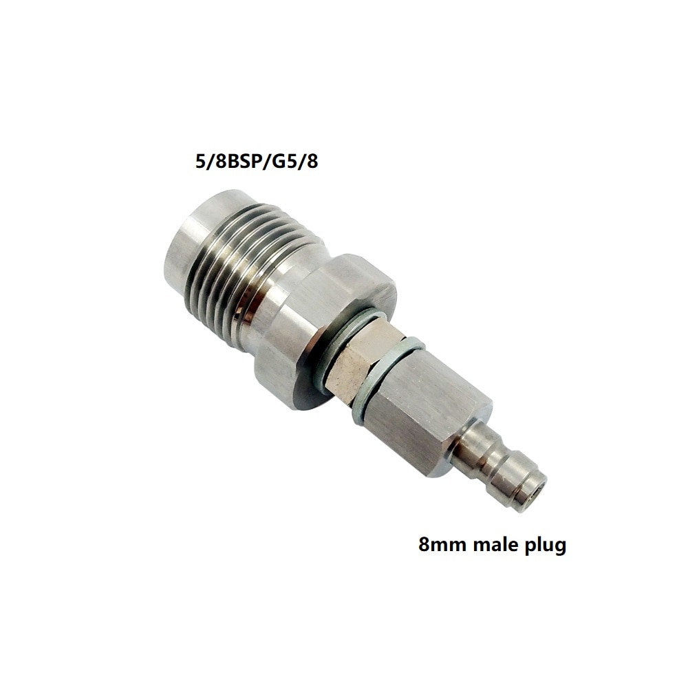DIN 232 & 300 Bar 5/8BSP to 1/8BSP / 8mm Male Quick Disconnect Adapter DIN 232 & 300 Bar 5/8BSP to 1/8BSP / 8mm Male Quick Disconnect Adapter