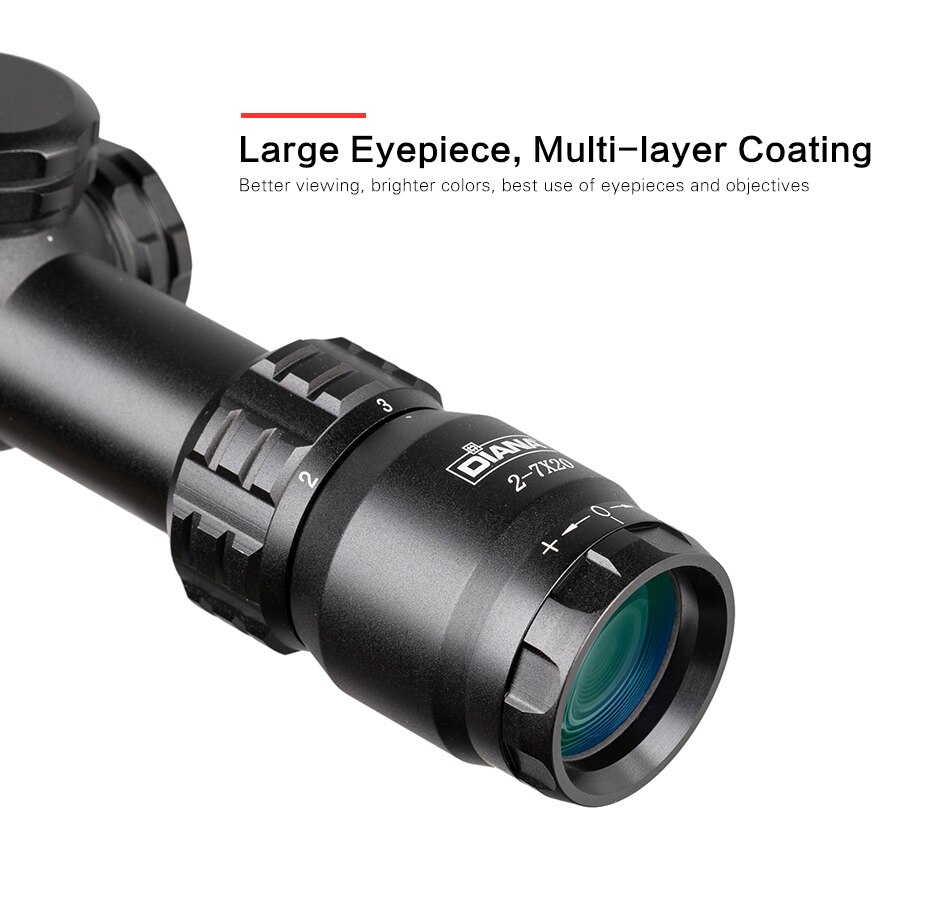 2-7x20 HD Diana Riflescope Mil Dot Reticle