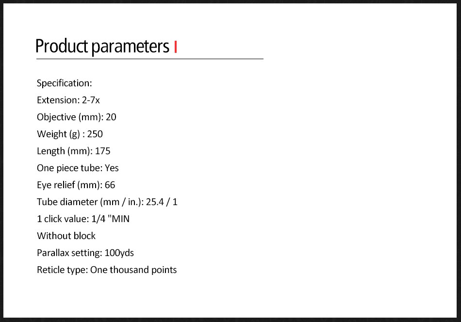 2-7x20 HD Diana Riflescope Mil Dot Reticle