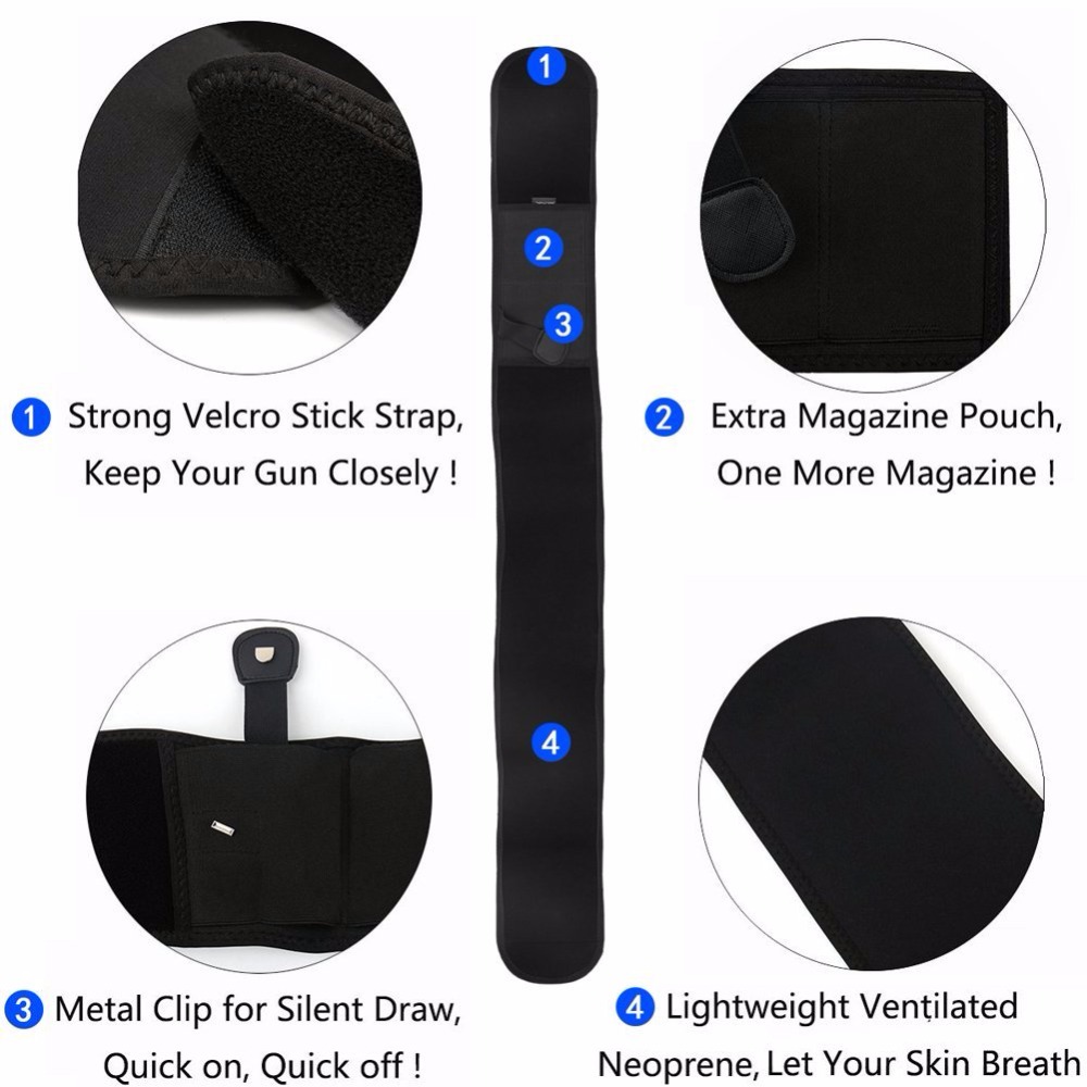 US Right/Left Hand Tactical Universal Abdominal Band Holster for Glock 17 19 22 Series and Most Pistol Handguns 2 in 1 Combo