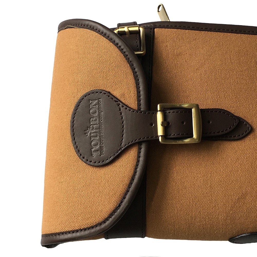Tourbon Hunting Accessories Classic Padded Brown Canvas & Leather Shotgun Case Slip Gun Protection Bag Carrier 130cm with Zipper