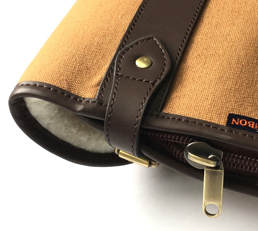 Tourbon Hunting Accessories Classic Padded Brown Canvas & Leather Shotgun Case Slip Gun Protection Bag Carrier 130cm with Zipper