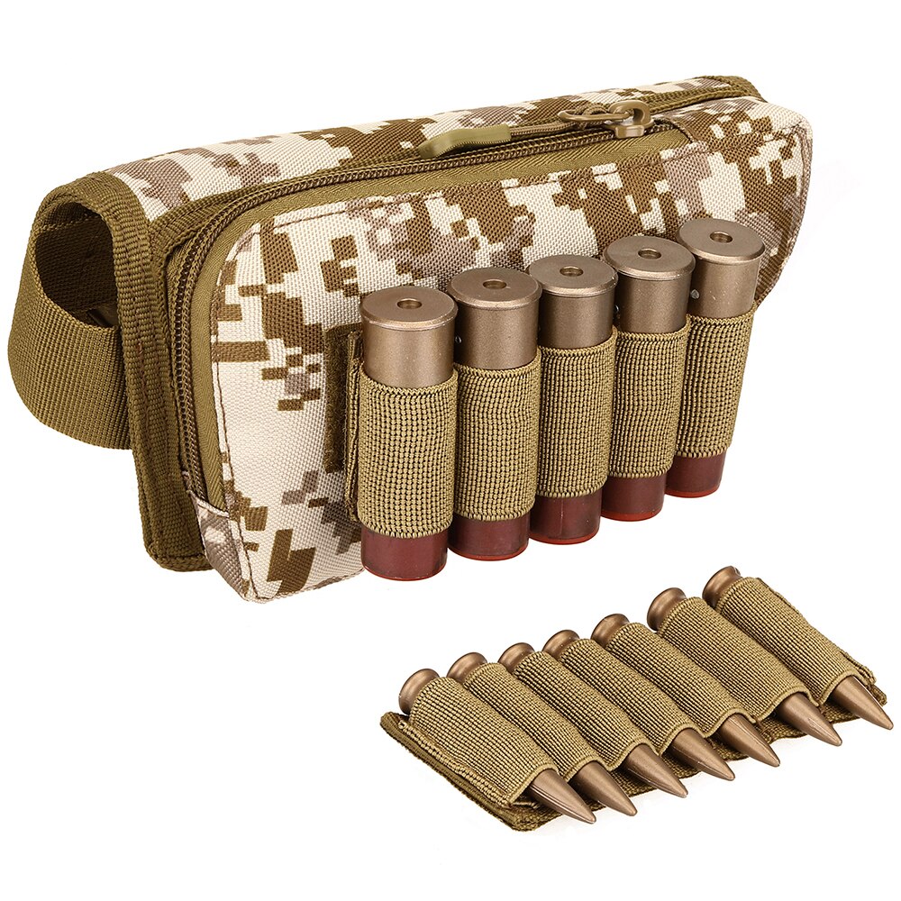 Tactical Muti-functional Rifle Shotgun Buttstock Cheek Rest Rifle Stock Ammo Shell Nylon Magazine Molle Pouch Holder Bandolier