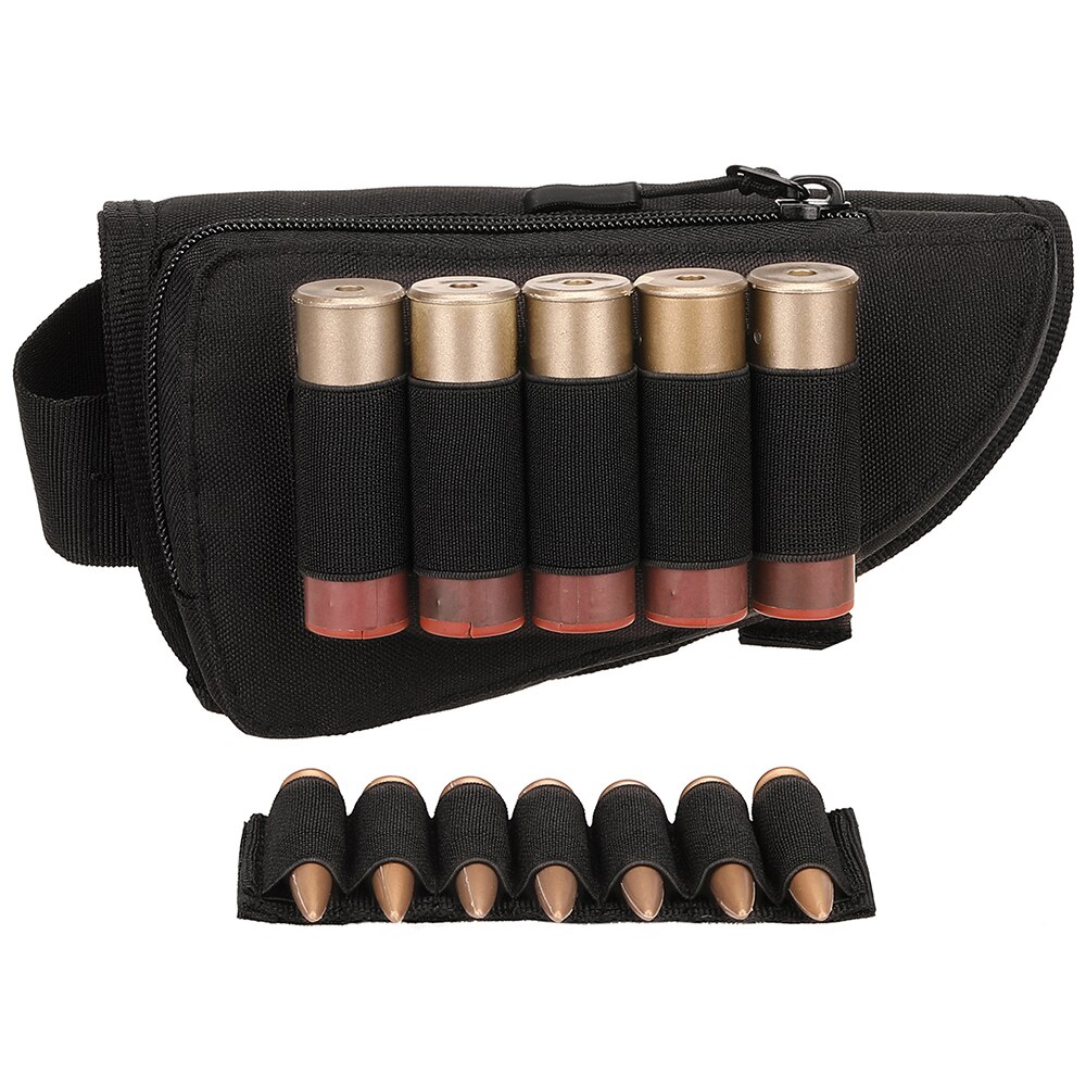 Tactical Muti-functional Rifle Shotgun Buttstock Cheek Rest Rifle Stock Ammo Shell Nylon Magazine Molle Pouch Holder Bandolier