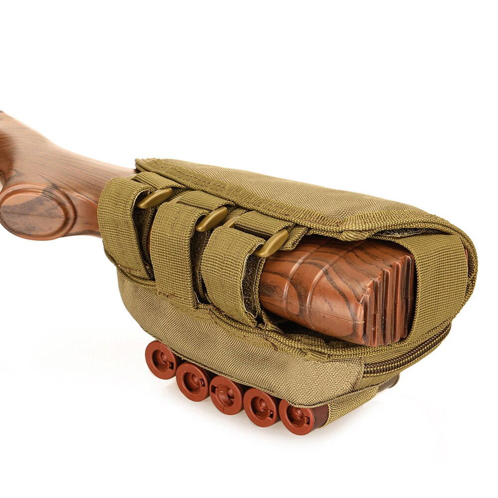 Tactical Muti-functional Rifle Shotgun Buttstock Cheek Rest Rifle Stock Ammo Shell Nylon Magazine Molle Pouch Holder Bandolier