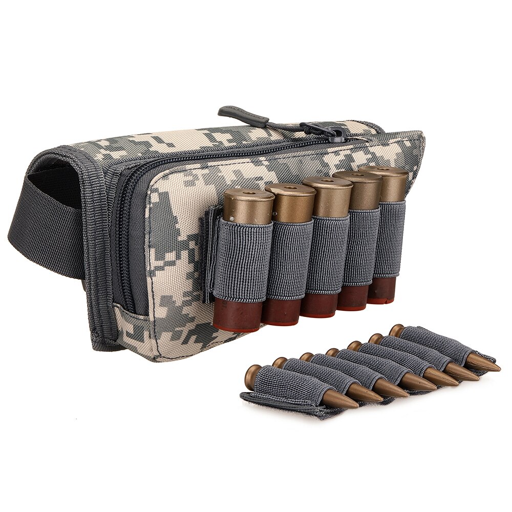 Tactical Muti-functional Rifle Shotgun Buttstock Cheek Rest Rifle Stock Ammo Shell Nylon Magazine Molle Pouch Holder Bandolier