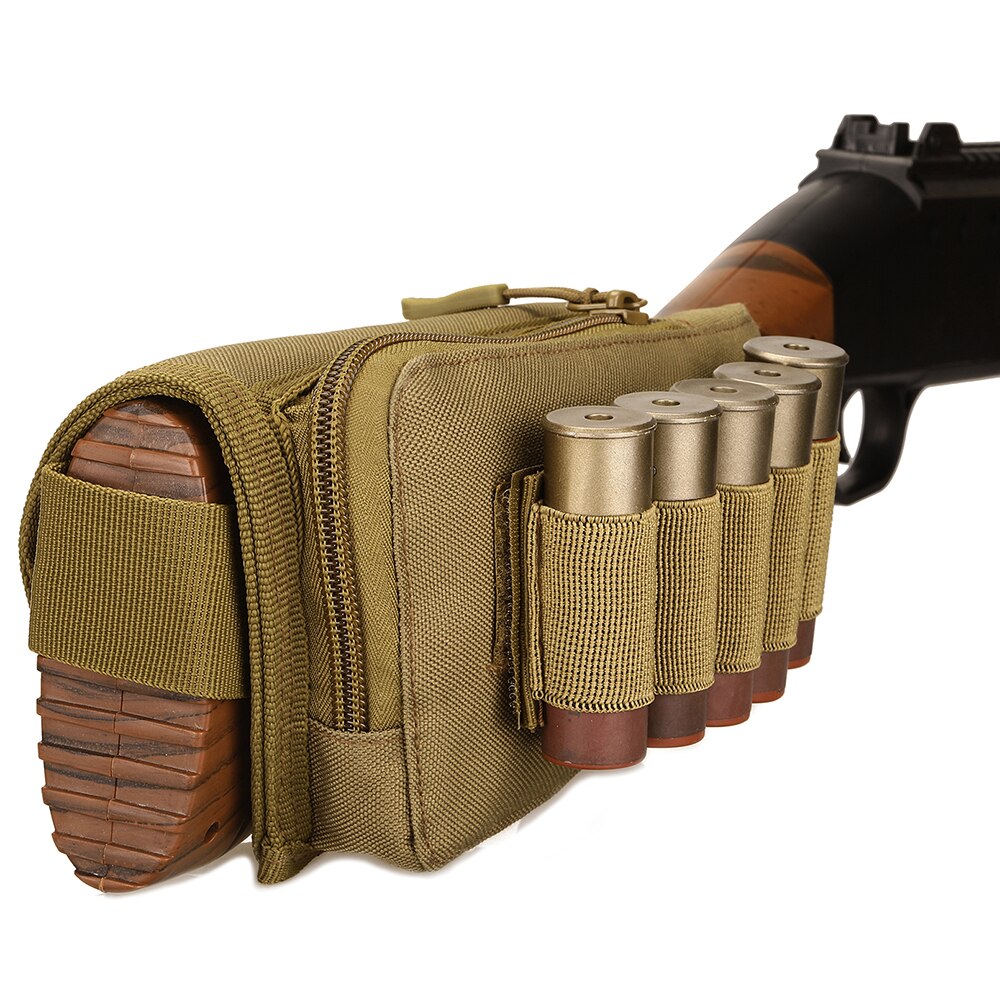 Tactical Muti-functional Rifle Shotgun Buttstock Cheek Rest Rifle Stock Ammo Shell Nylon Magazine Molle Pouch Holder Bandolier