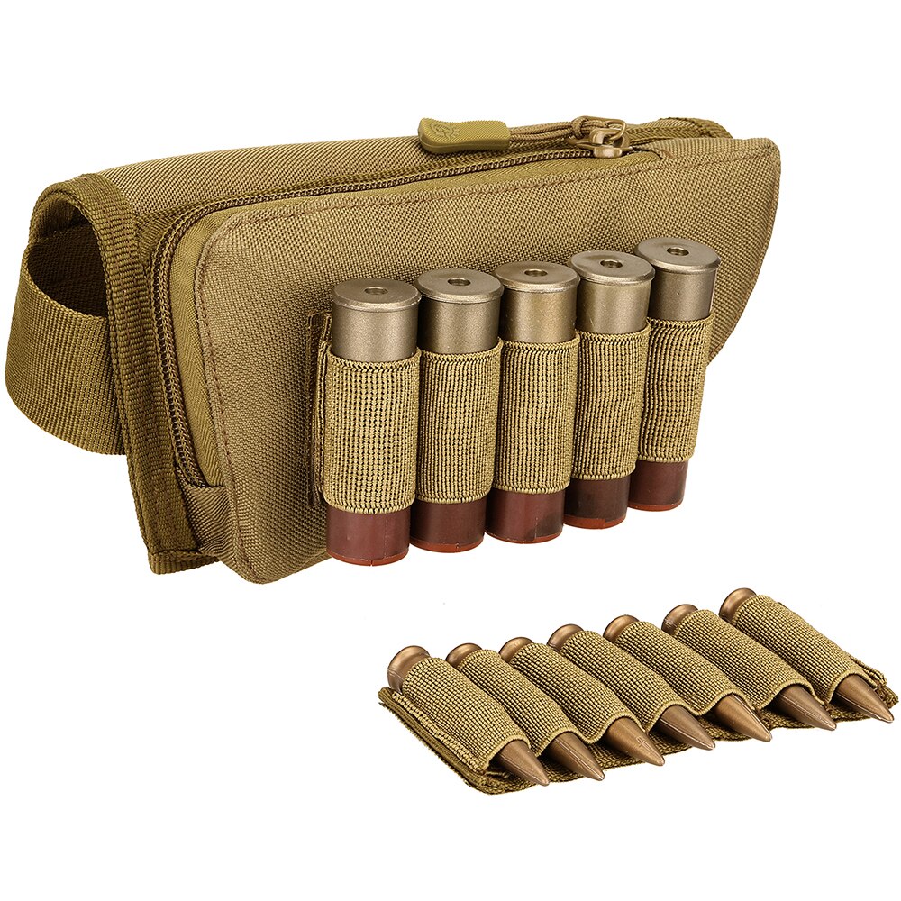 Tactical Muti-functional Rifle Shotgun Buttstock Cheek Rest Rifle Stock Ammo Shell Nylon Magazine Molle Pouch Holder Bandolier