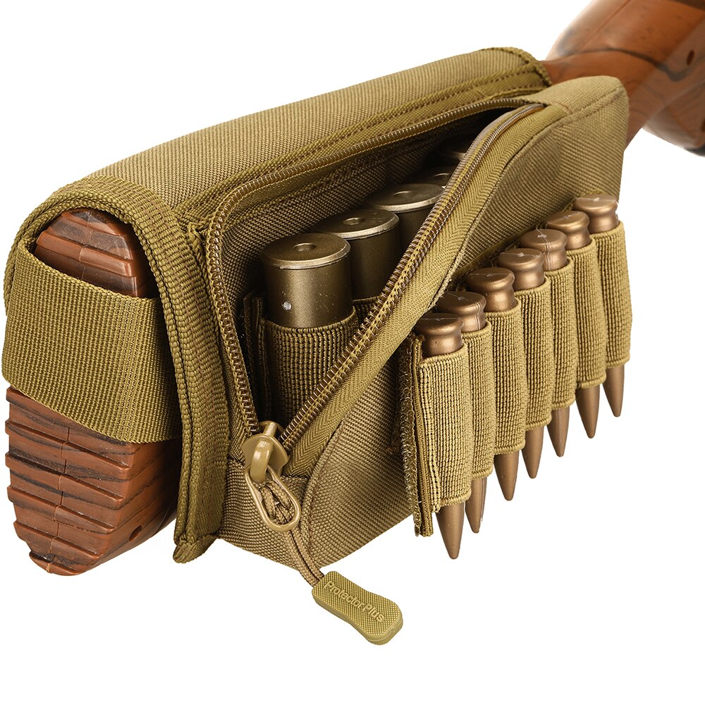 Tactical Muti-functional Rifle Shotgun Buttstock Cheek Rest Rifle Stock Ammo Shell Nylon Magazine Molle Pouch Holder Bandolier