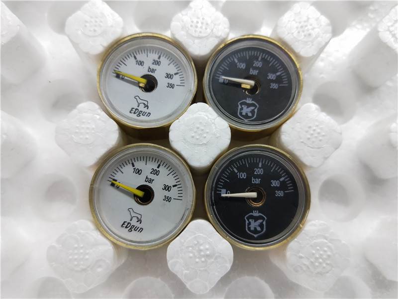Copper M10*1 G1/8 inch 350bar Mini Air Pressure Gauge,ED black & white dial 28mm pressure gauge