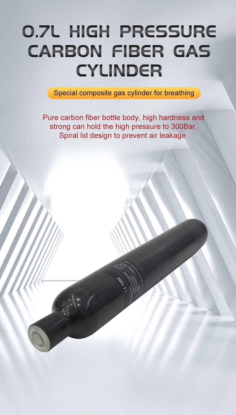 30Mpa 300Bar 4500Psi 0.7L 700cc Carbon Fiber Cylinder Air Tank Paintball HPA Hunting for PCP Air Rifle Tank FX Thread M18*1.5