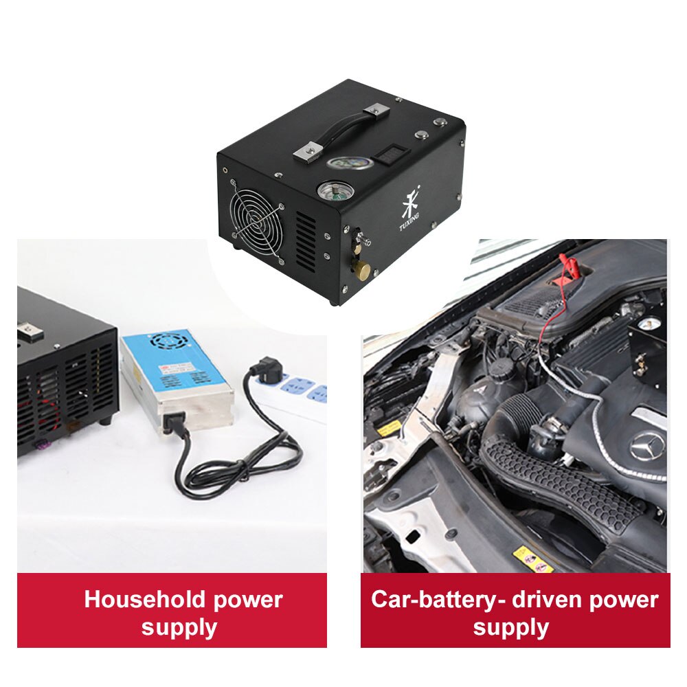 TUXING TXET061 4500Psi 300Bar 12V PCP Air Compressor High Pressure Pump Compressor Transformer Airgun Pneumatic Rifle Inflator