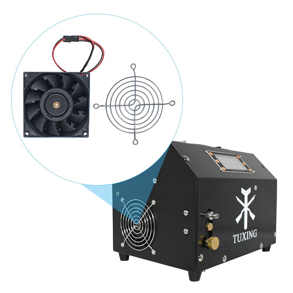 TUXING TXET063 300Bar 4500Psi Digital Control PCP Air Compressor Auto Stop 12V Portable Air Rifle Inflator Pneumatic Scuba Tank