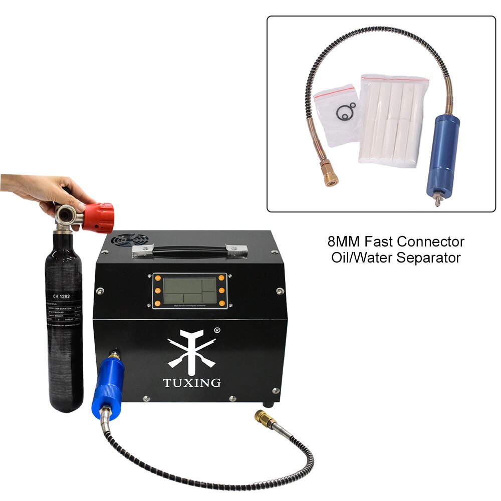 TUXING TXET063 300Bar 4500Psi Digital Control PCP Air Compressor Auto Stop 12V Portable Air Rifle Inflator Pneumatic Scuba Tank