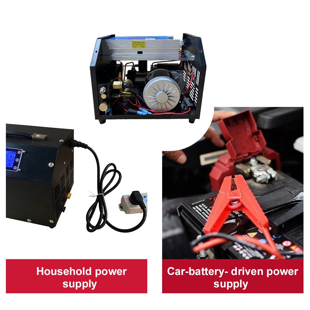 TUXING TXET063 300Bar 4500Psi Digital Control PCP Air Compressor Auto Stop 12V Portable Air Rifle Inflator Pneumatic Scuba Tank