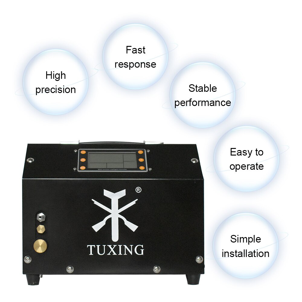 TUXING TXET063 300Bar 4500Psi Digital Control PCP Air Compressor Auto Stop 12V Portable Air Rifle Inflator Pneumatic Scuba Tank