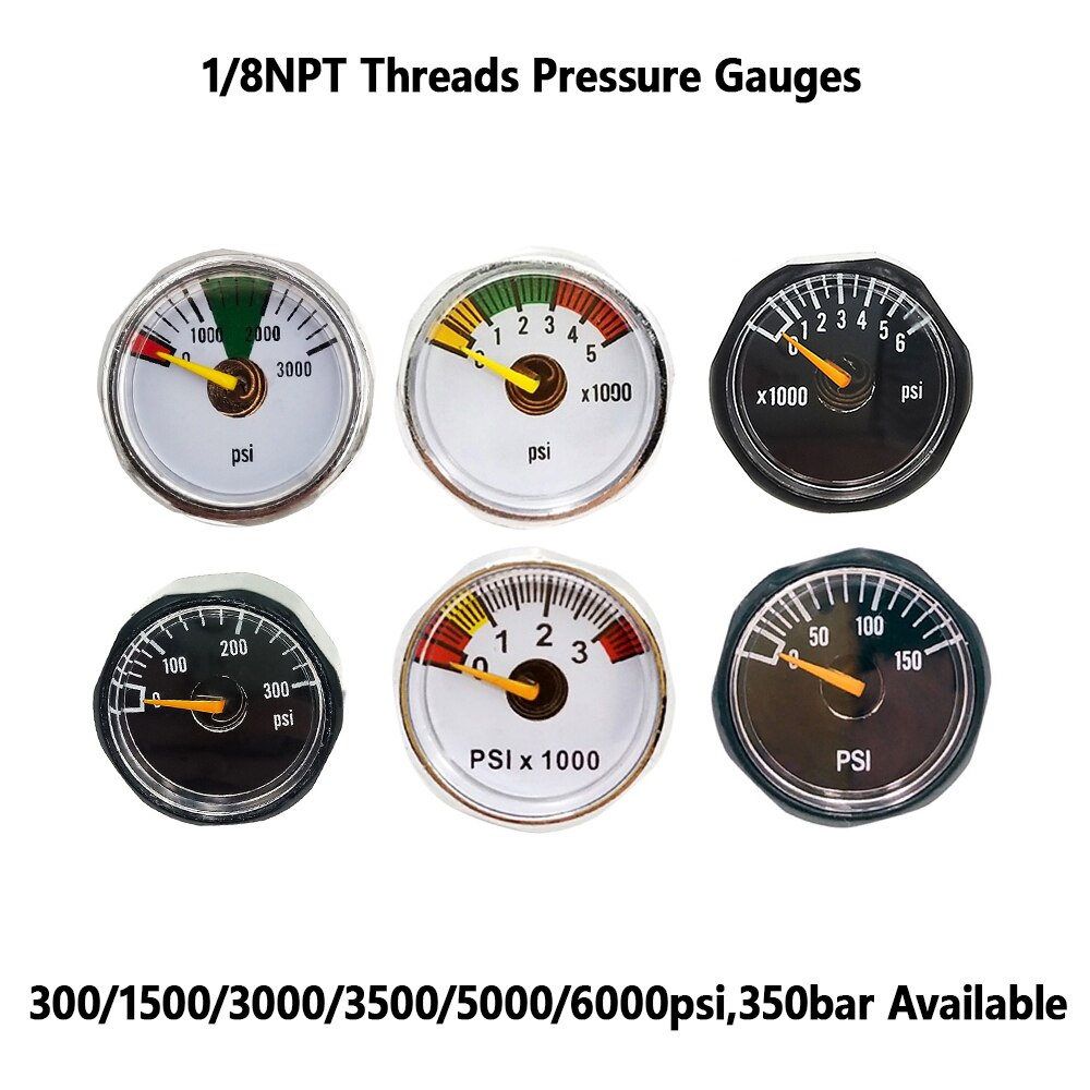 Paintball PCP Air Mini Micro Pressure Gauge Manometre Manometer W/1/8BSPP(G1/8),1/8NPT,M10,M8