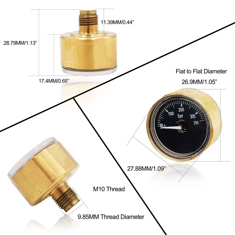 Paintball PCP Air Mini Micro Pressure Gauge Manometre Manometer W/1/8BSPP(G1/8),1/8NPT,M10,M8