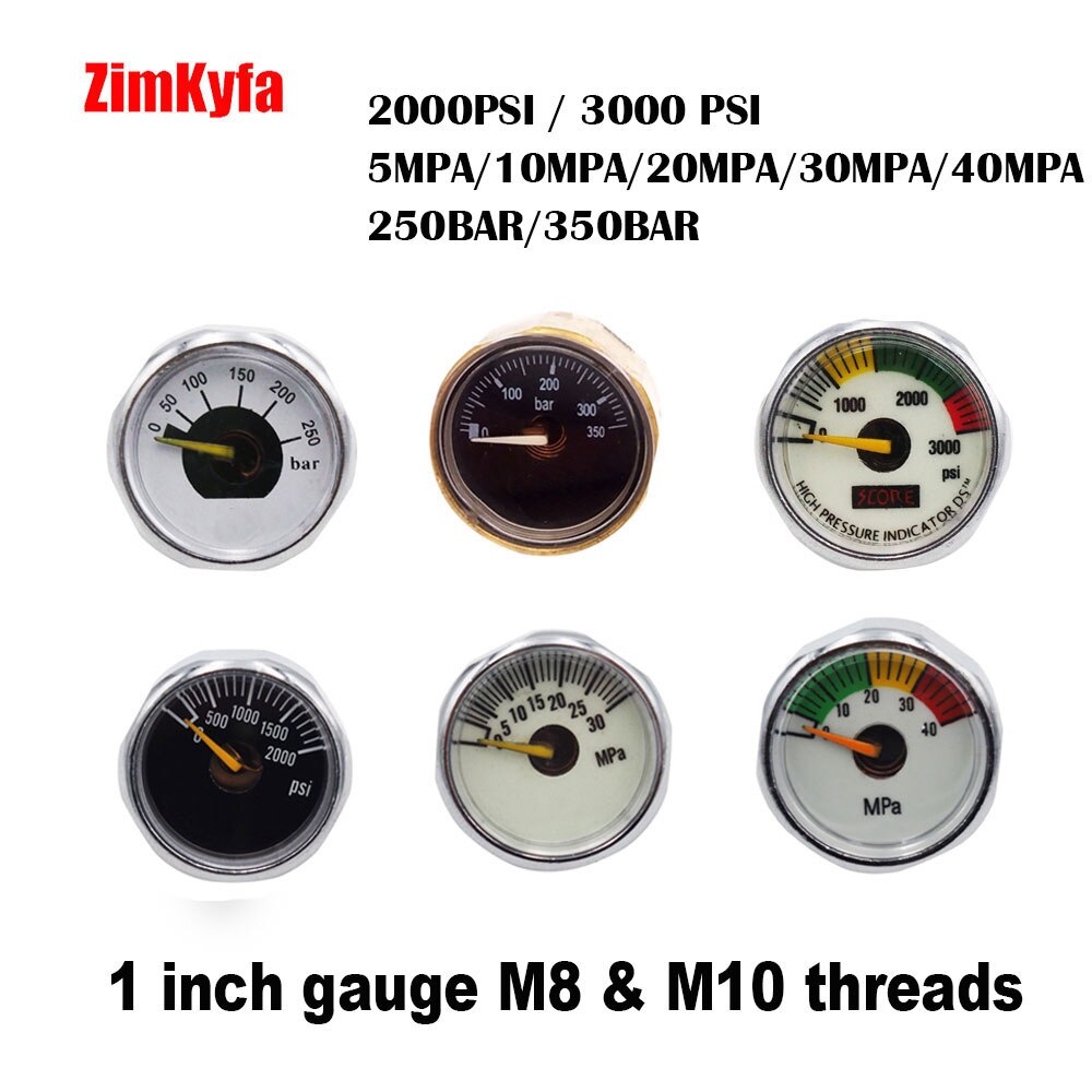 Paintball PCP Air Mini Micro Pressure Gauge Manometre Manometer W/1/8BSPP(G1/8),1/8NPT,M10,M8