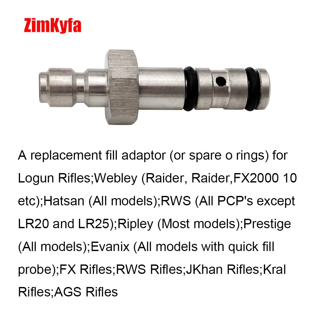 PCP Air Rifle Quick Filling /Charging Probe Adaptor Adapter FX Hatsan,Evanix,Logun,Webley, W/9mm OD