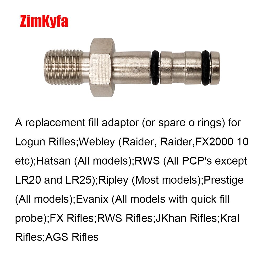 PCP Air Rifle Quick Filling /Charging Probe Adaptor Adapter FX Hatsan,Evanix,Logun,Webley, W/9mm OD