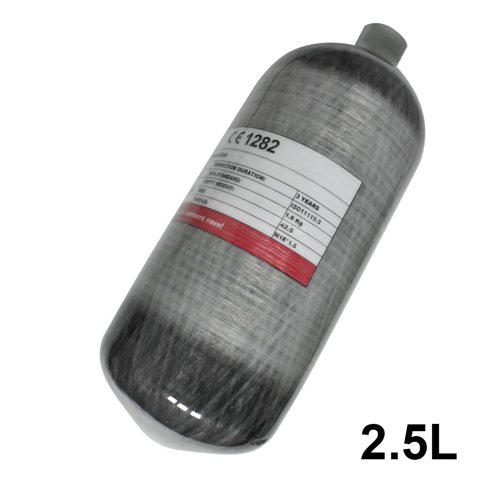 30Mpa 4500Psi 300Bar 2.5L Carbon Fiber Gas Cylinder PCP Air Cylinder Paintball HPA Tank for PCP Air Rifle Hunting Scuba M18*1.5