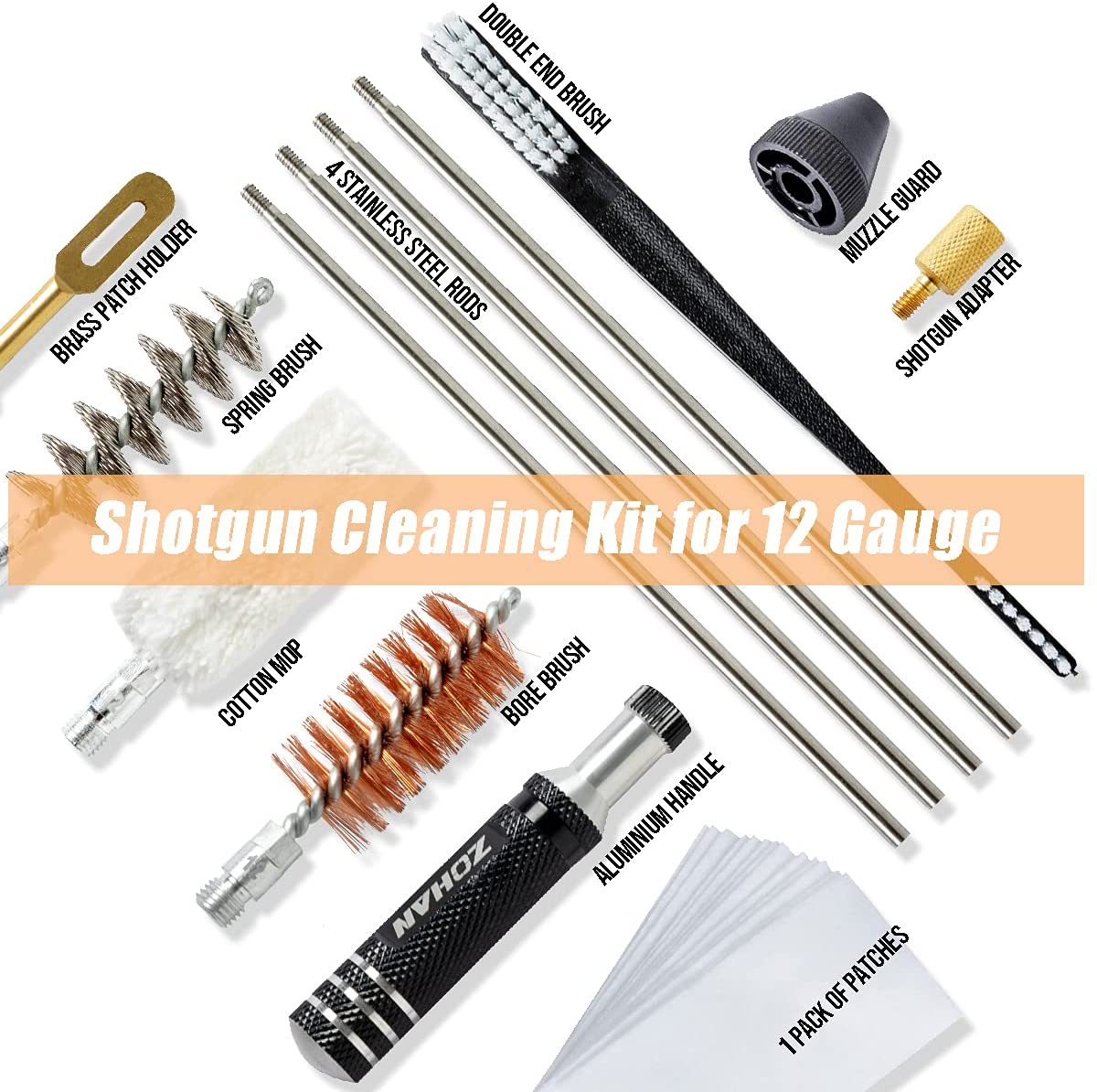 ZOHAN Gun Cleaning Kit Universal Gun Brush Tool for 12 Gauge Shotgun Cleaning Kit Gun Barrel Cleaner Portable Assembly Hunting