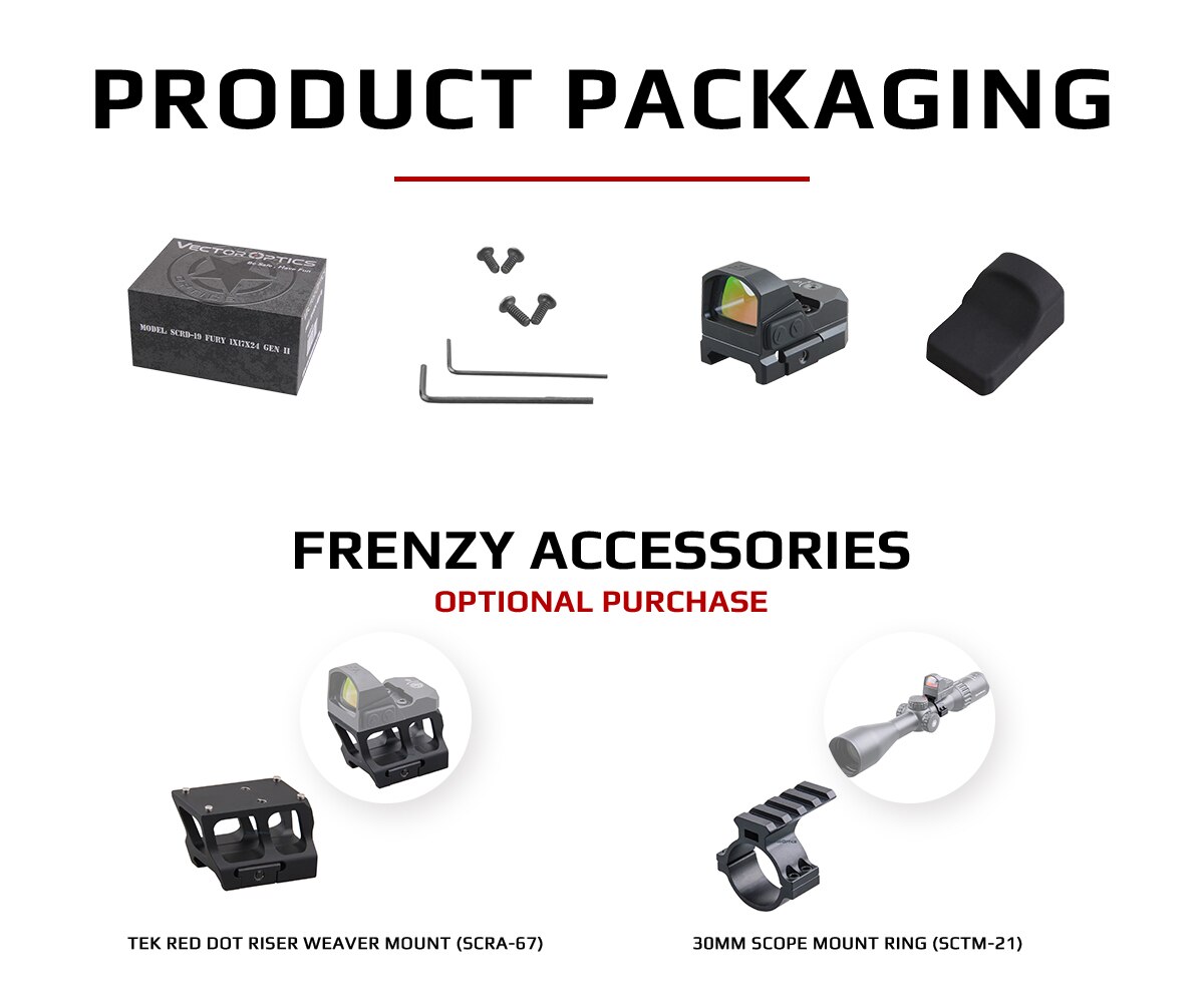 Vector Optics Frenzy 1x17x24 Red Dot Scope Pistol Handgun Sight IPX6 Water Proof Fit 21mm Picatinny GLOCK 17 19 9mm AR15 M4 AK