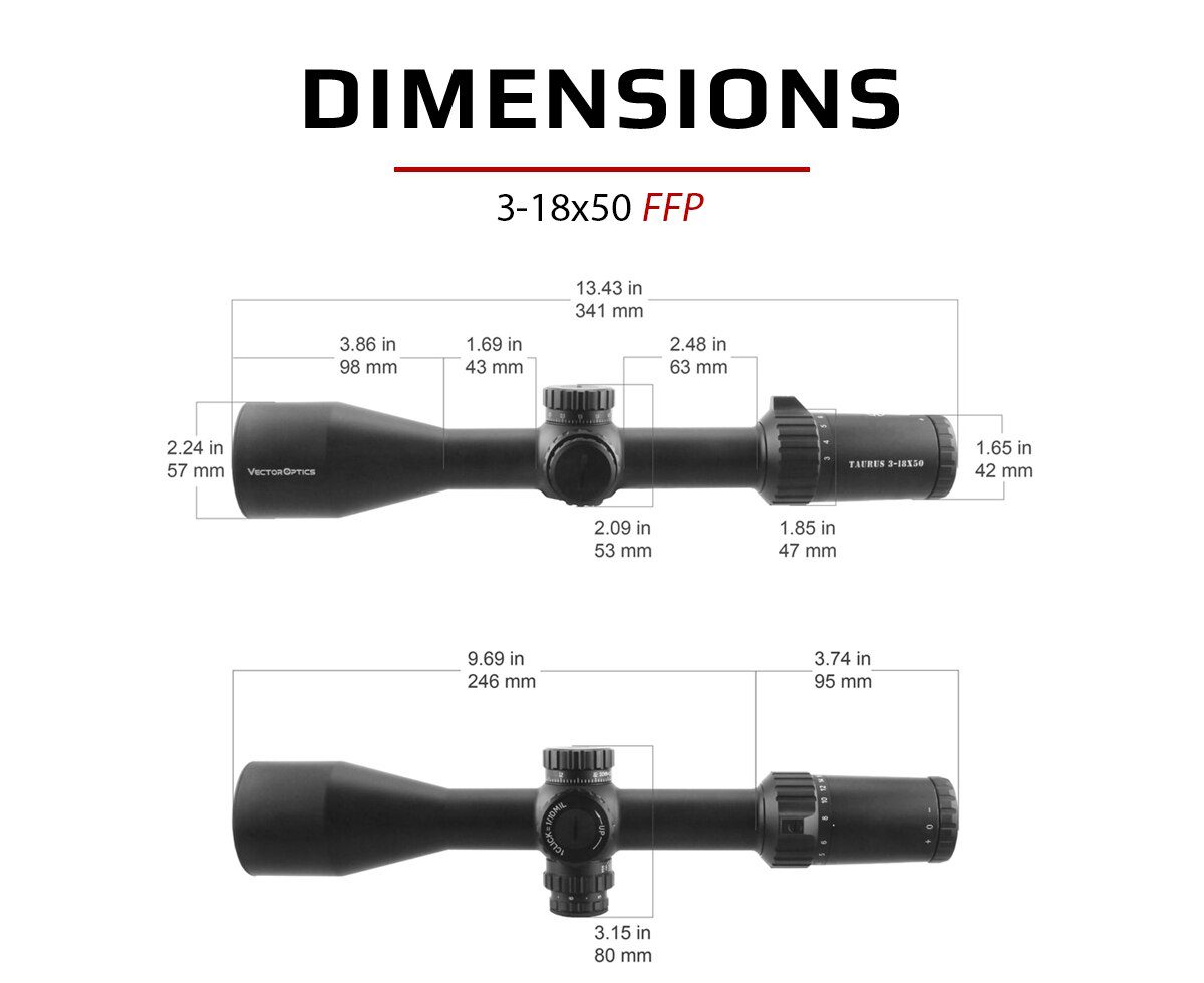 Vector Optics Taurus 3-18x 50mm FFP Hunting Tactical Long Eye Relief Riflescope Glass Reticle 30mm Scope 1/10 MIL Turret Lock