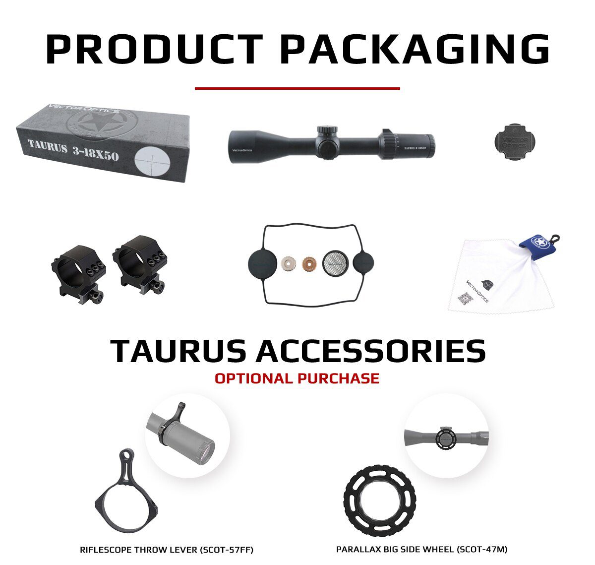 Vector Optics Taurus 3-18x 50mm FFP Hunting Tactical Long Eye Relief Riflescope Glass Reticle 30mm Scope 1/10 MIL Turret Lock