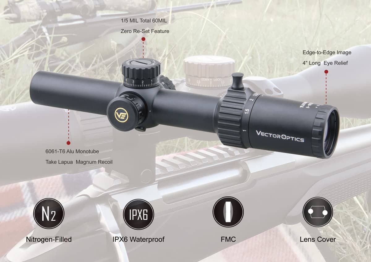 Taurus 1-6x24 FFP Riflescope Tactical Optical Scope 1/5 Mil 6 Levels Red BDC For CQB AR .223 .308win Dawn
