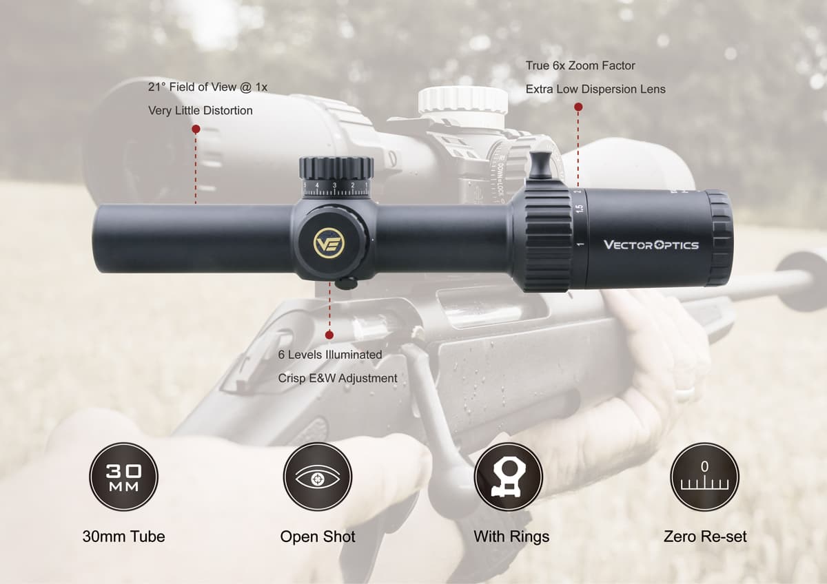Taurus 1-6x24 FFP Riflescope Tactical Optical Scope 1/5 Mil 6 Levels Red BDC For CQB AR .223 .308win Dawn