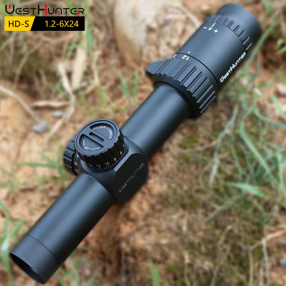 WestHunter HD-S 1.2-6X24 Compact Scope Mil Dot Reticle Airsoft Hunting Riflescopes Turret Reset Lock Tactical Optical Sight .223