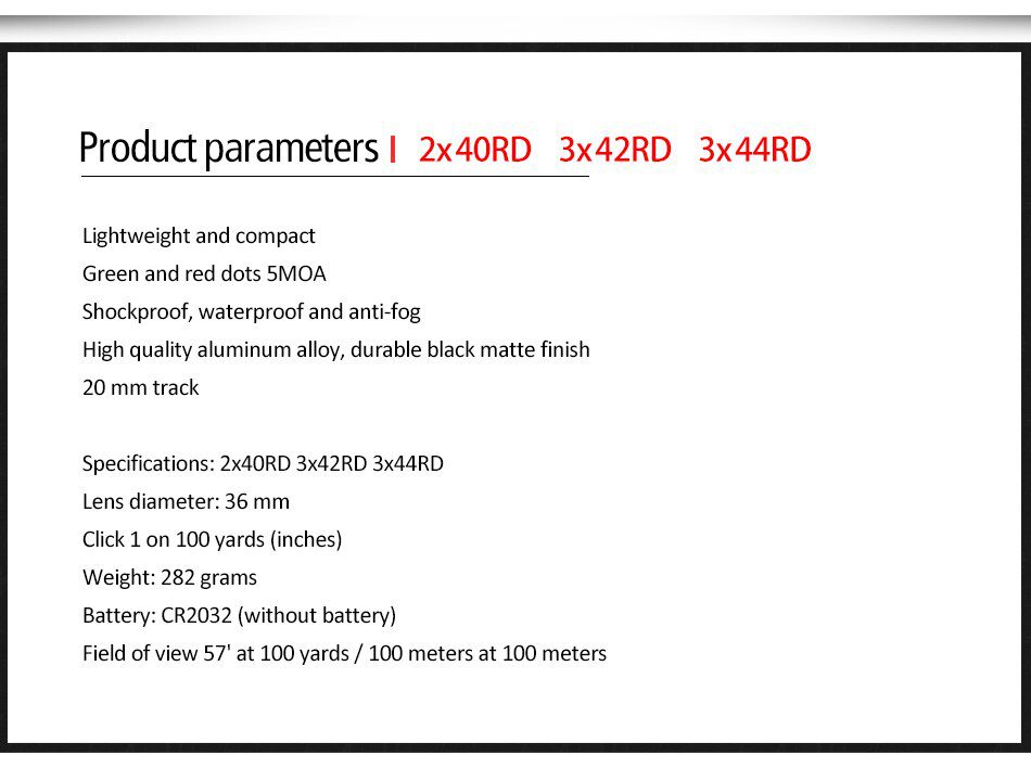 DIANA 3X44 Green Red Dot Sight 2X40 Red Dot 3X42 Tactical Optics Riflescope Fit 11/20mm Rail 1X40 Rifle Sight for Hunting