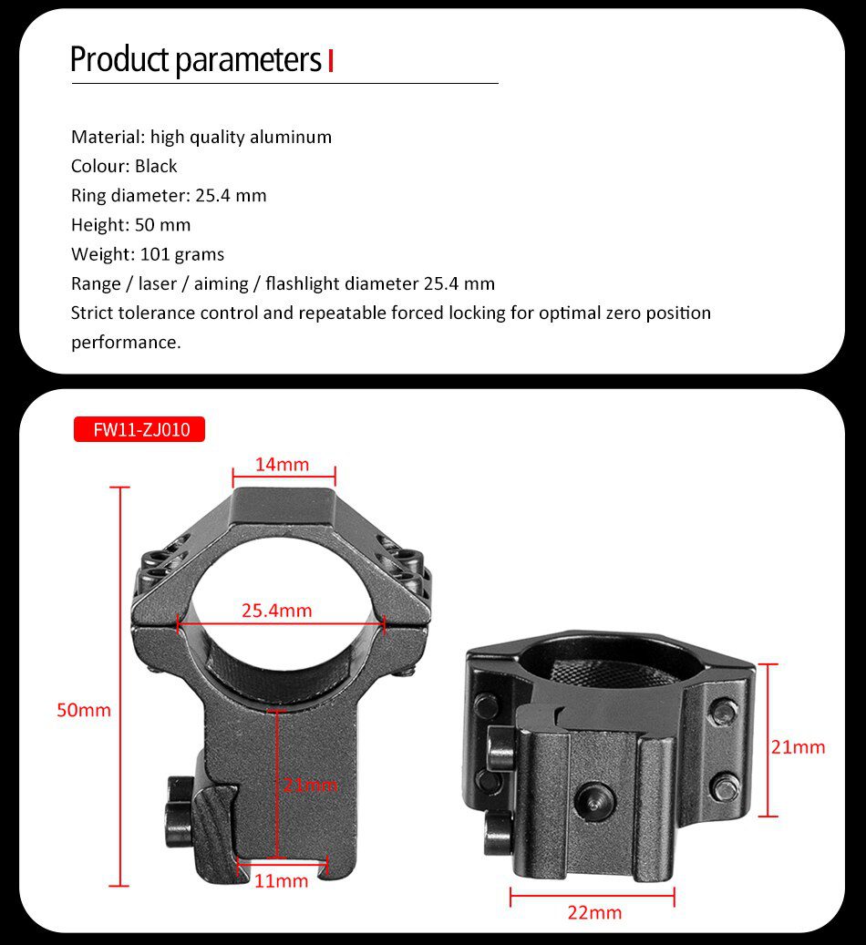 2PCS 25.4mm/30mm Rifle Scope Ring Medium Profile Scope Mount 11mm/20mm Picatinny Dovetail Scope Rail Mount Hunting Caza