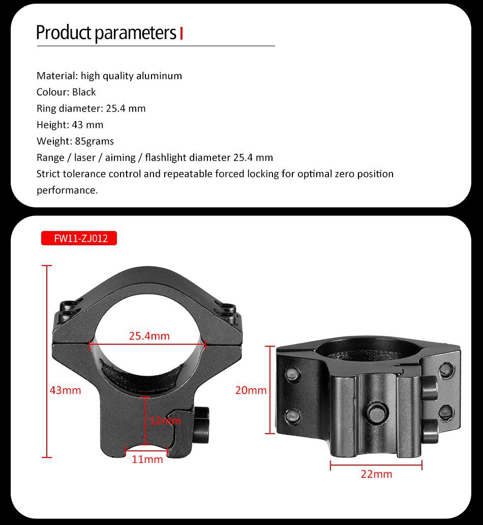 2PCS 25.4mm/30mm Rifle Scope Ring Medium Profile Scope Mount 11mm/20mm Picatinny Dovetail Scope Rail Mount Hunting Caza