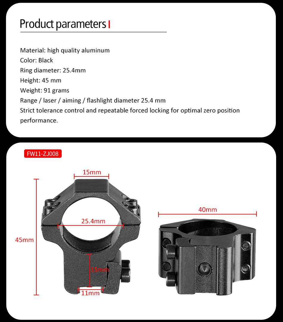 2PCS 25.4mm/30mm Rifle Scope Ring Medium Profile Scope Mount 11mm/20mm Picatinny Dovetail Scope Rail Mount Hunting Caza
