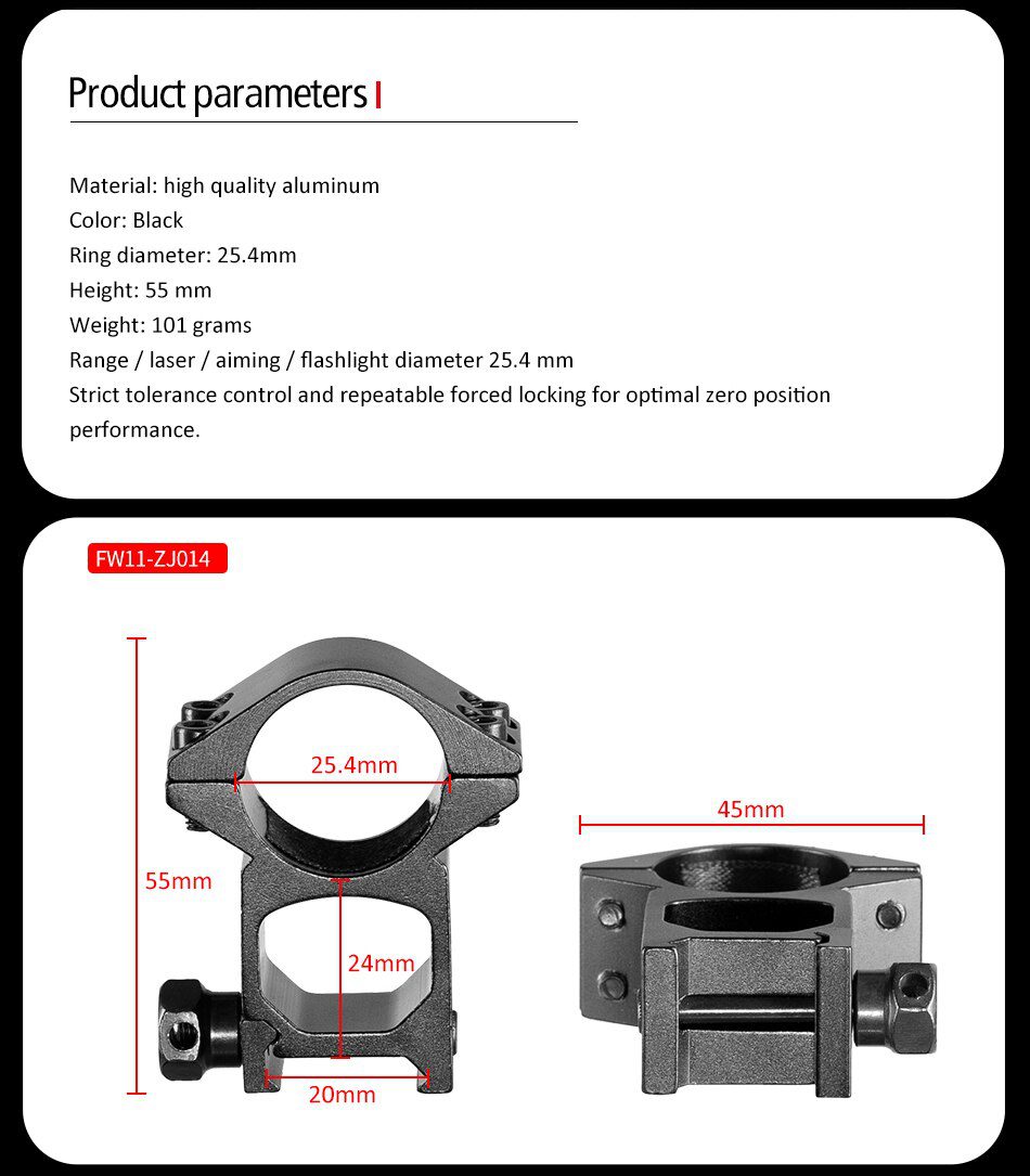 2PCS 25.4mm/30mm Rifle Scope Ring Medium Profile Scope Mount 11mm/20mm Picatinny Dovetail Scope Rail Mount Hunting Caza