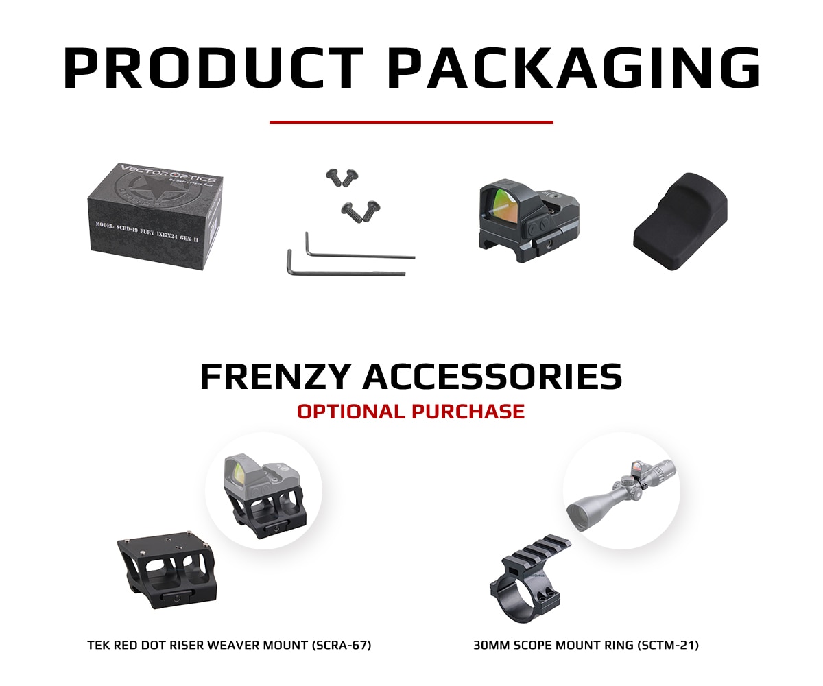 Vector Optics Frenzy 1x17x24 Red Dot Scope Pistol Handgun Sight IPX6 Water Proof Fit 21mm Picatinny GLOCK 17 19 9mm AR15 M4 AK