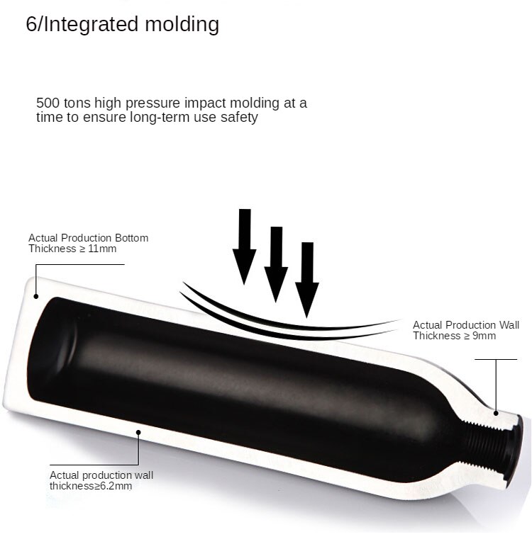 0.25/0.35L/0.42L/0.5L Aviation Al Alloy Gas Cylinder 30MPA High Pressure Air Cylinder Aquarium CO2 Tank Thread M18*1.5