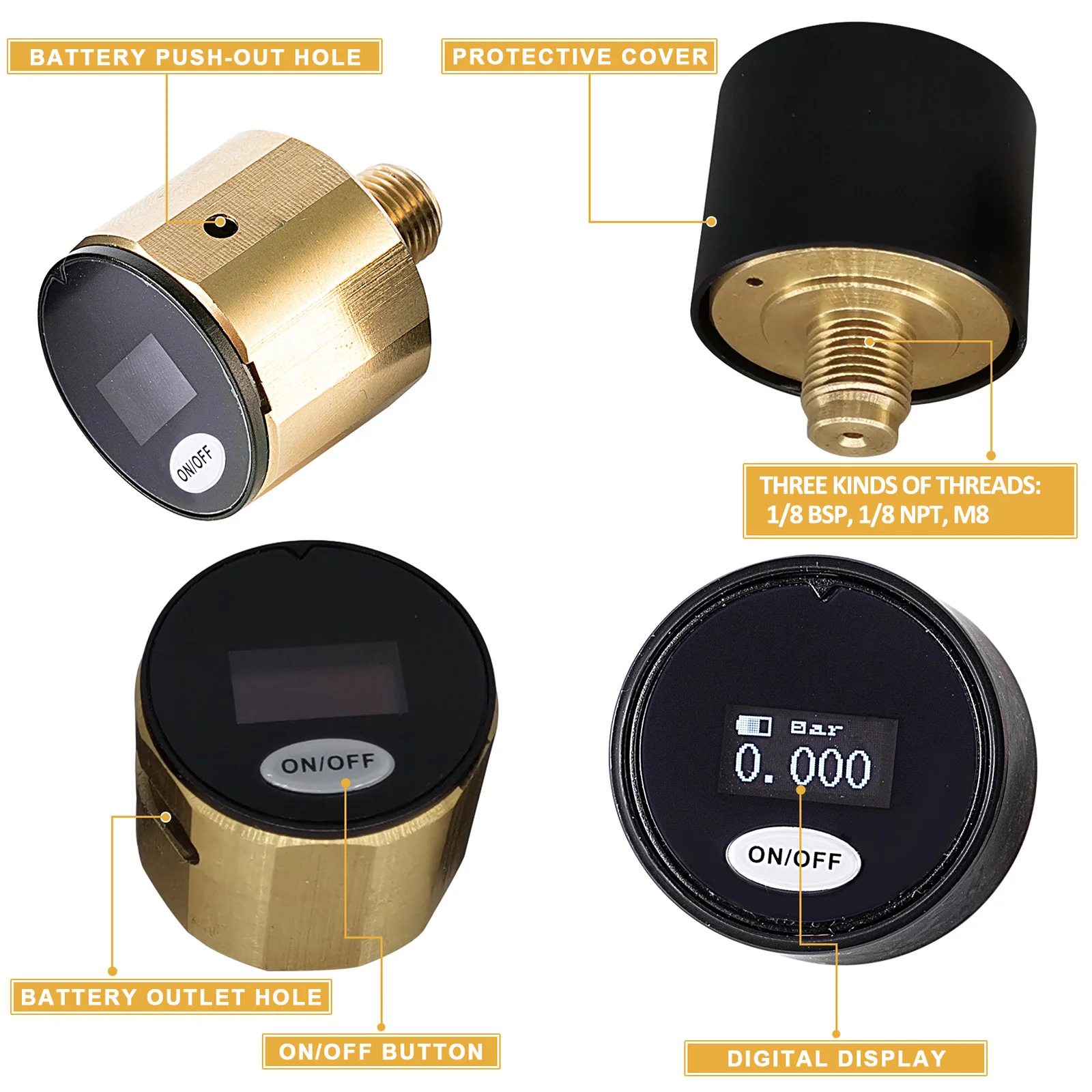 28mm PCP digital pressure gauge FX EDGUN high pressure manometer Sekhmet Paintball gauge 400Bar