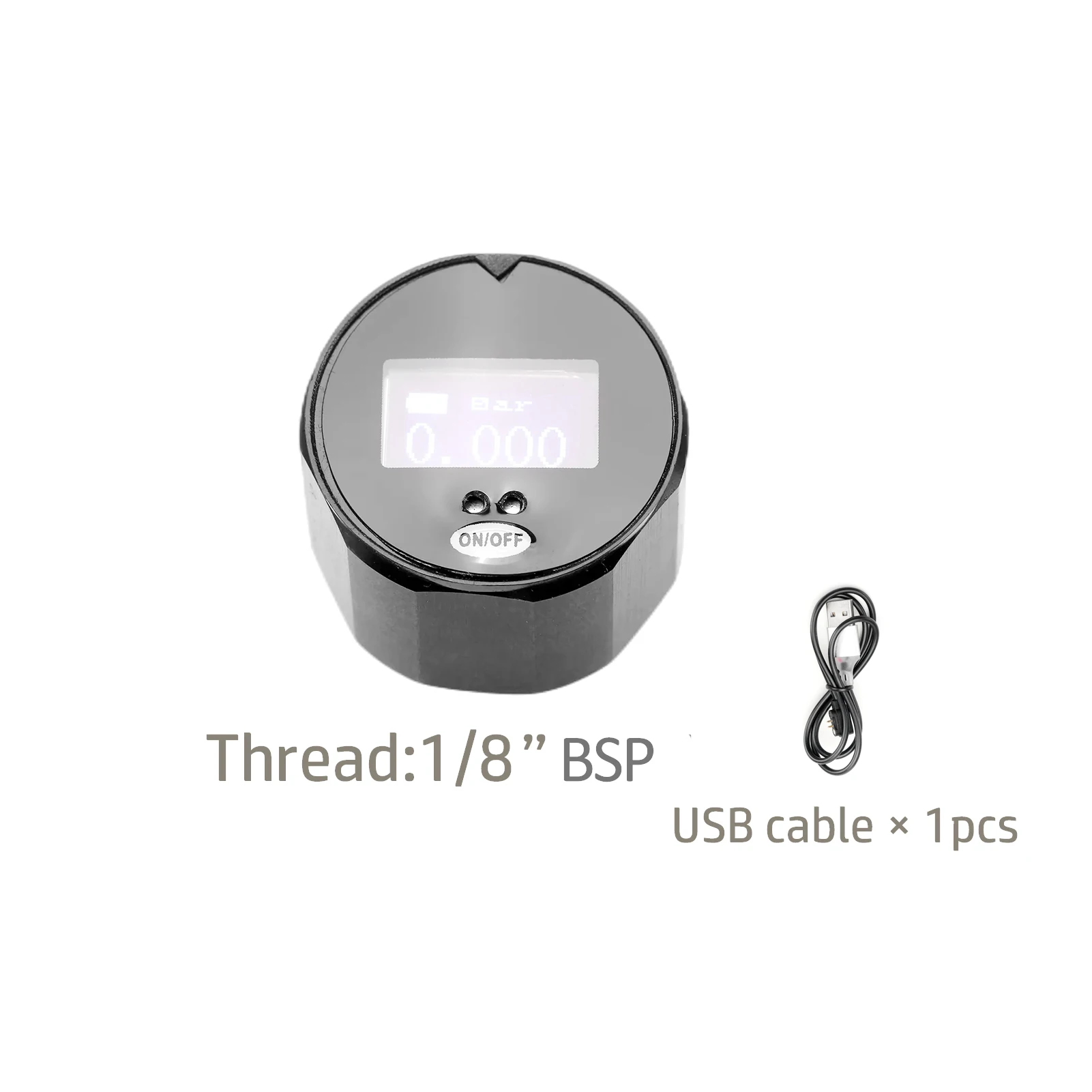 25mm 400Bar(6000Psi) HPA PCP Air-Gun High Precision Digital Pressure Gauge Paintball Manometer Backlight Display with USB Cable