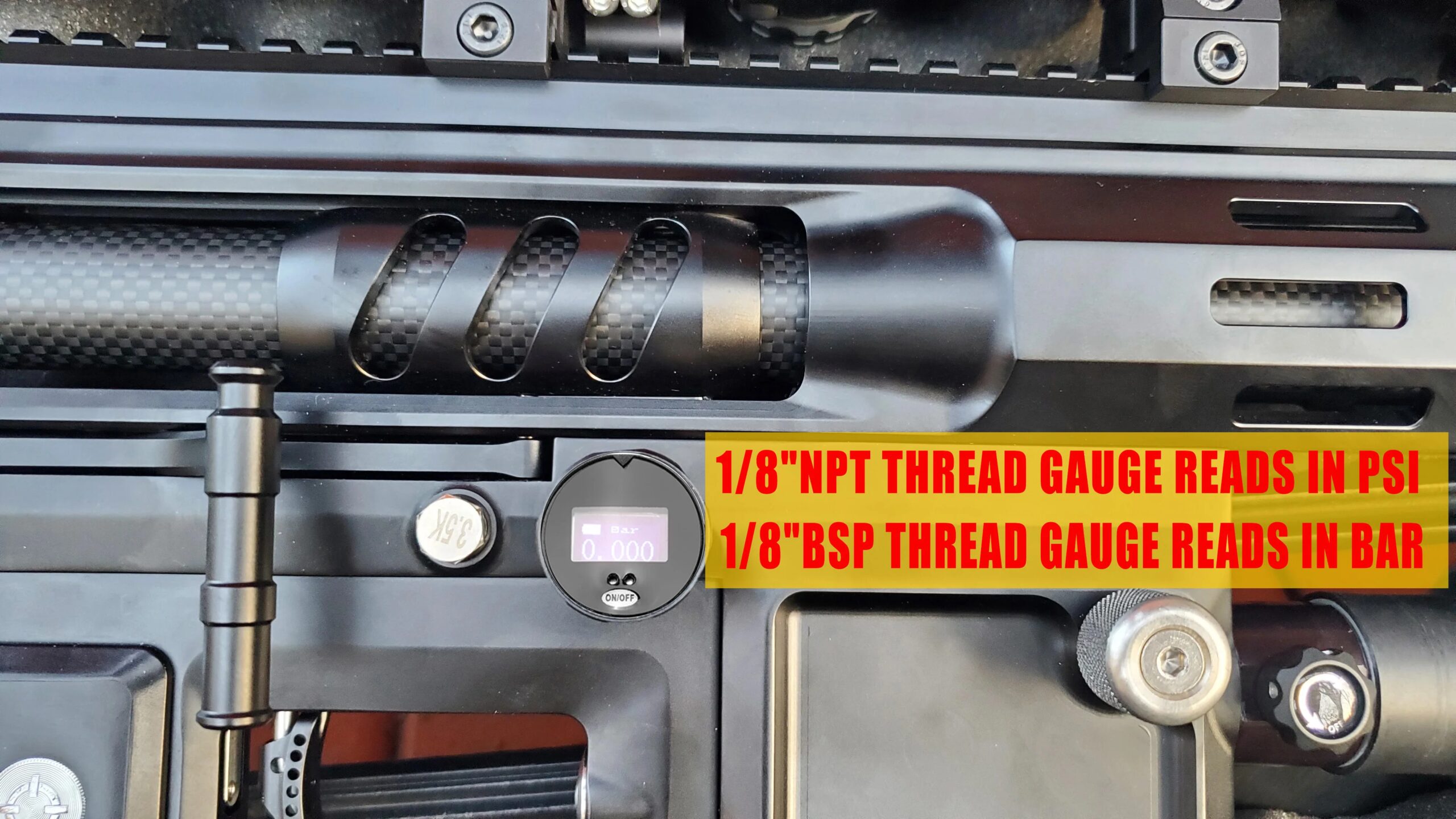 25mm 400Bar(6000Psi) HPA PCP Air-Gun High Precision Digital Pressure Gauge Paintball Manometer Backlight Display with USB Cable