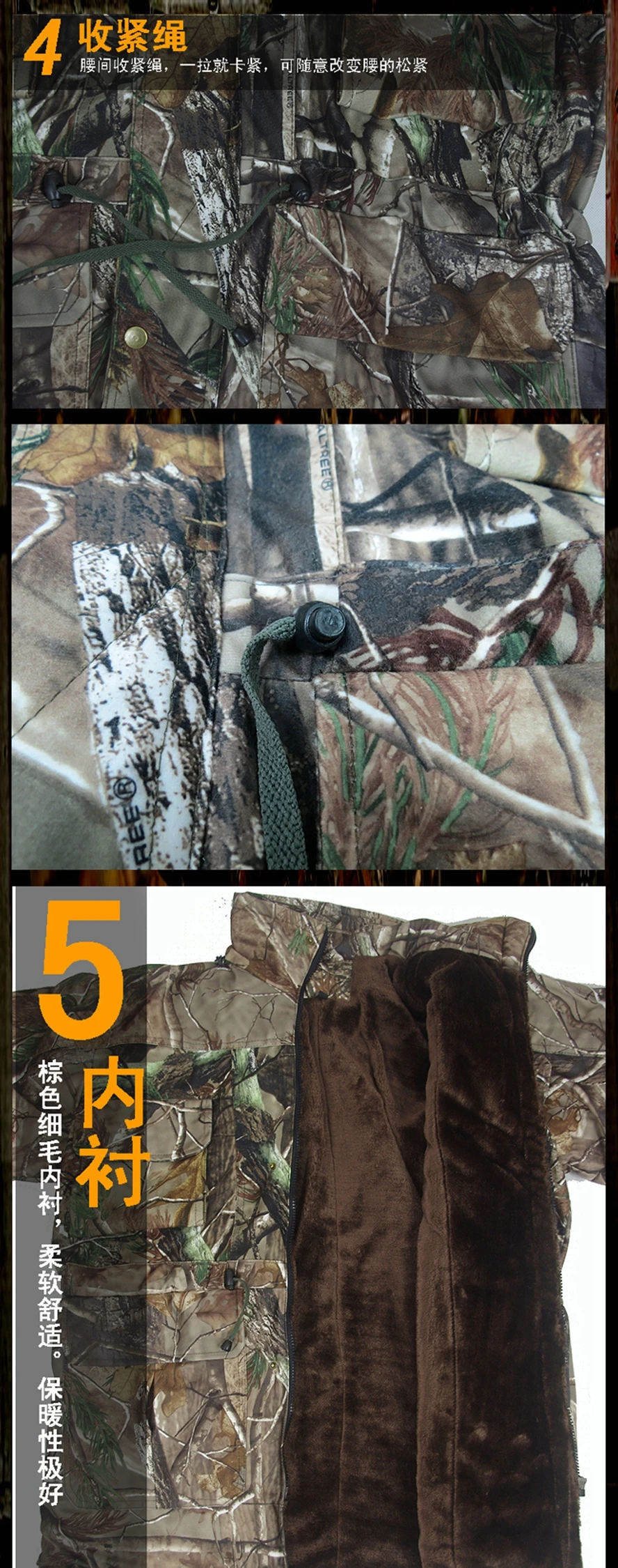 Winter Warm Hunting Clothes Thicken Bird Watching Fishing Cloth Outdoor Bionic Camo Ghillie Suit Sniper Hunting Camouflage Cloth