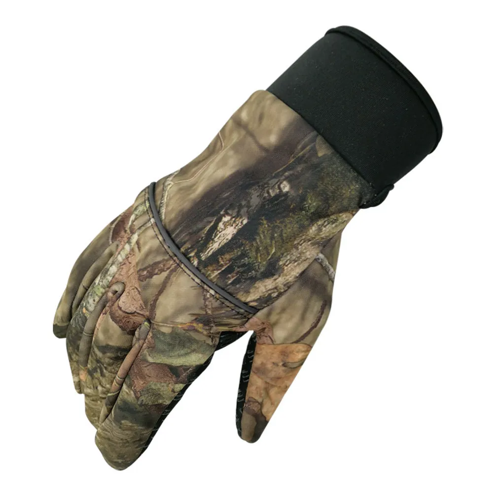 Autumn Winter Anti-Skid Gloves Tree Bionic Camouflage Hunting Gloves Two Finger Cut Fishing Gloves Thermal Full Finger Mittens