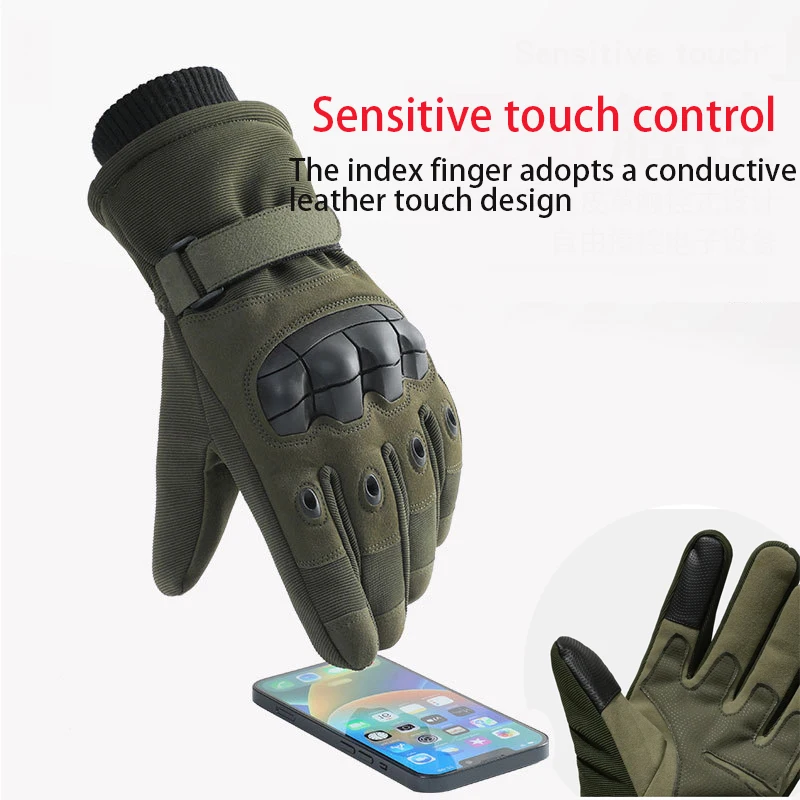 Full Finger Winter Warm Tactical Gloves Military Combat Touch Screen Thermal Gloves Outdoor Skiing Hunting Protective Gloves Men